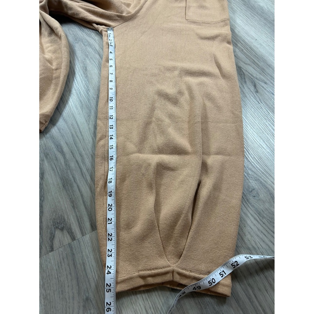 Tan 100% Cotton Knit Wide Leg Lantern Pants High Waist Pleated xlarge - Picture 4 of 7